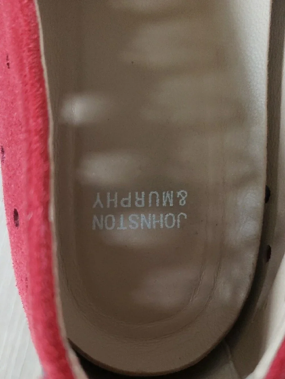 Johnston & Murphy Red Suede Perforated Slip-On Loafers‎